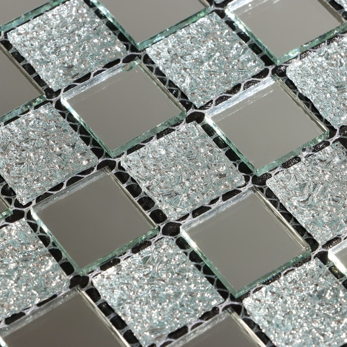 Панель самоклеящаяся 30*30см мозаика клетка серая