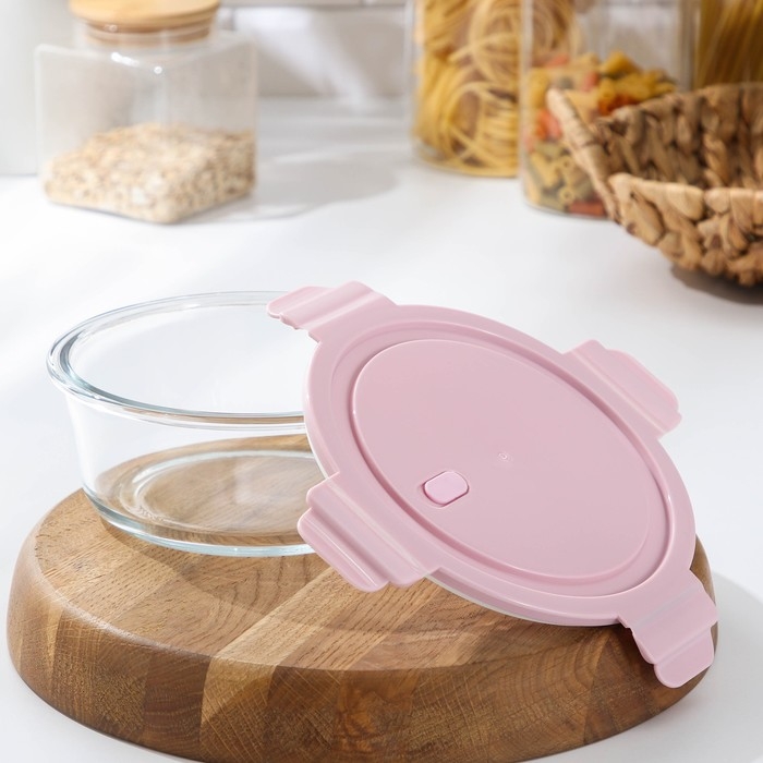 Контейнер из жаропрочного стекла круглый Cook and Freeze, 900 мл, 18×7 см, цвет МИКС