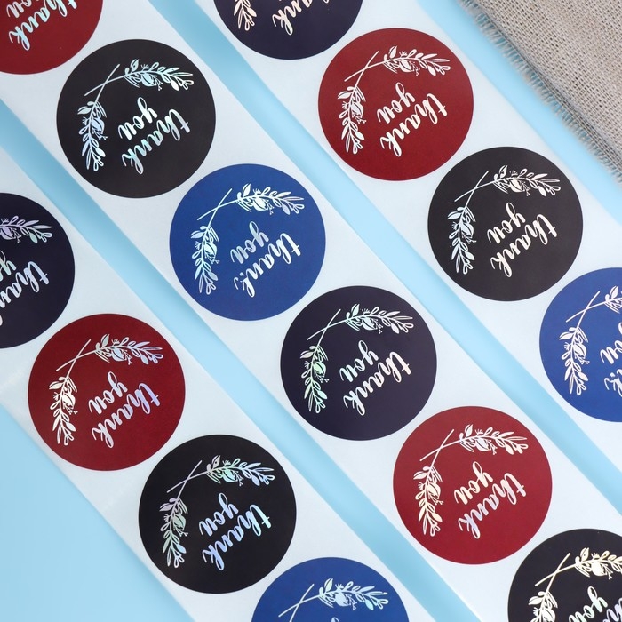 Наклейки в рулоне Наклейки в рулоне "Thank you",голография,500 шт,3,8 х 3,8 см