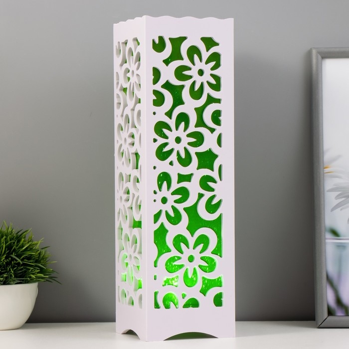 Ночник Ночник "Цветы" LED от батареек 3хААА USB зеленый 10х10х23см RISALUX