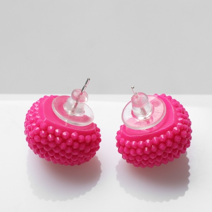 Серьги пластик «Карамель» сердце, цвет ярко-розовый Серьги пластик «Карамель» сердце, цвет ярко-розовый