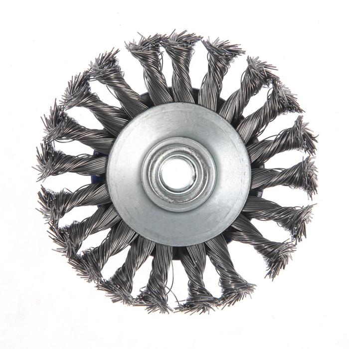 Щетка металлическая для УШМ ТУНДРА, крученая проволока,  Щетка металлическая для УШМ ТУНДРА, крученая проволока, "тарелка", М14, 115 мм