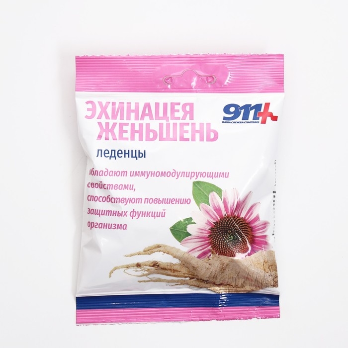 Леденцы от кашля Леденцы от кашля"911"эхинацея, женьшень, витамин С, 50 г