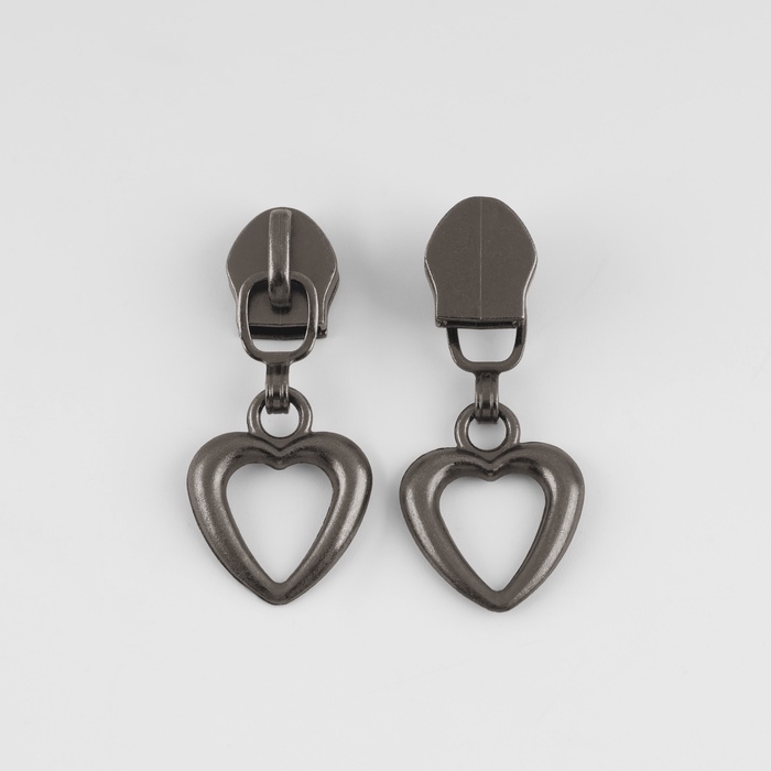 Бегунок галантерейный для молнии «Спираль», №5, декоративный «Сердце», 10 шт, цвет чёрный никель Бегунок галантерейный для молнии «Спираль», №5, декоративный «Сердце», 10 шт, цвет чёрный никель