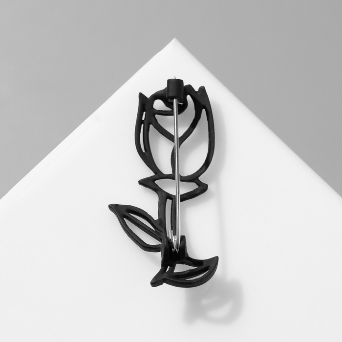 Брошь Брошь "Цветок" контурная роза, цвет чёрный