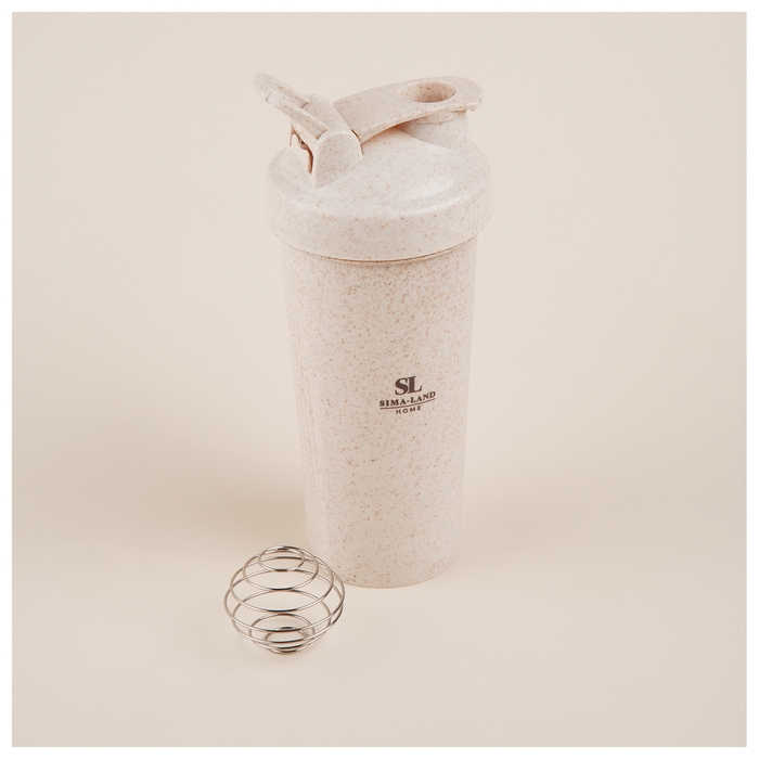 Стакан-шейкер для воды и коктейлей Sima-Land Home, 600 мл, цвет бежевый Стакан-шейкер для воды и коктейлей Sima-Land Home, 600 мл, цвет бежевый