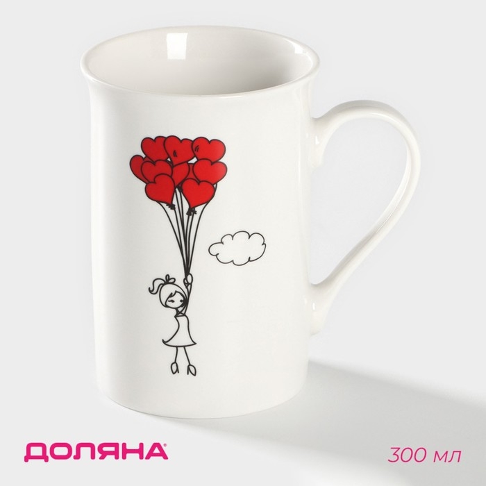 Кружка фарфоровая Доляна &laquo;Навстречу любви&raquo;, 300 мл, цвет белый