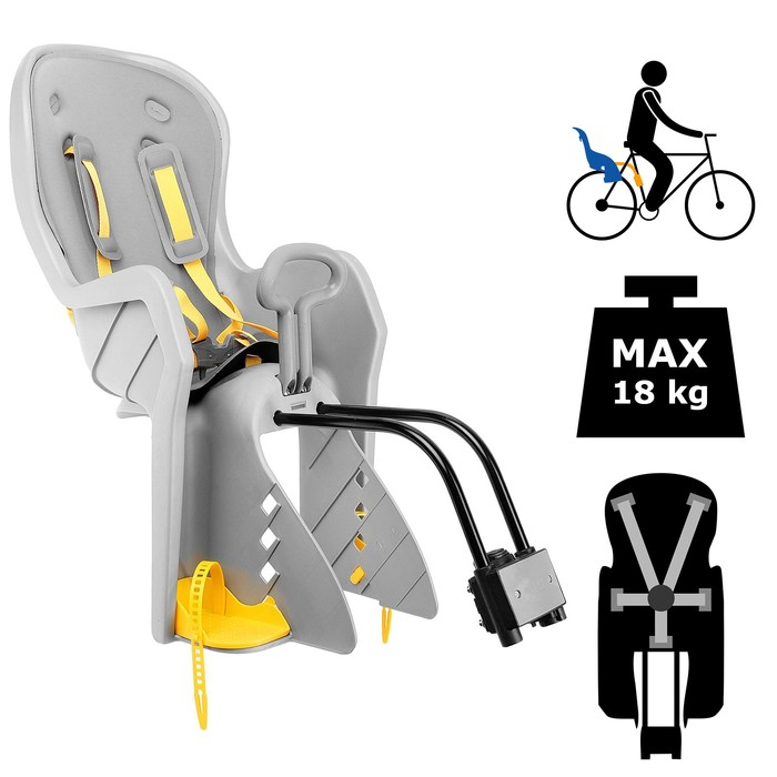 Велокресло заднее BQ-9-1 с ручкой, крепление на раму, цвет серый Велокресло заднее BQ-9-1 с ручкой, крепление на раму, цвет серый