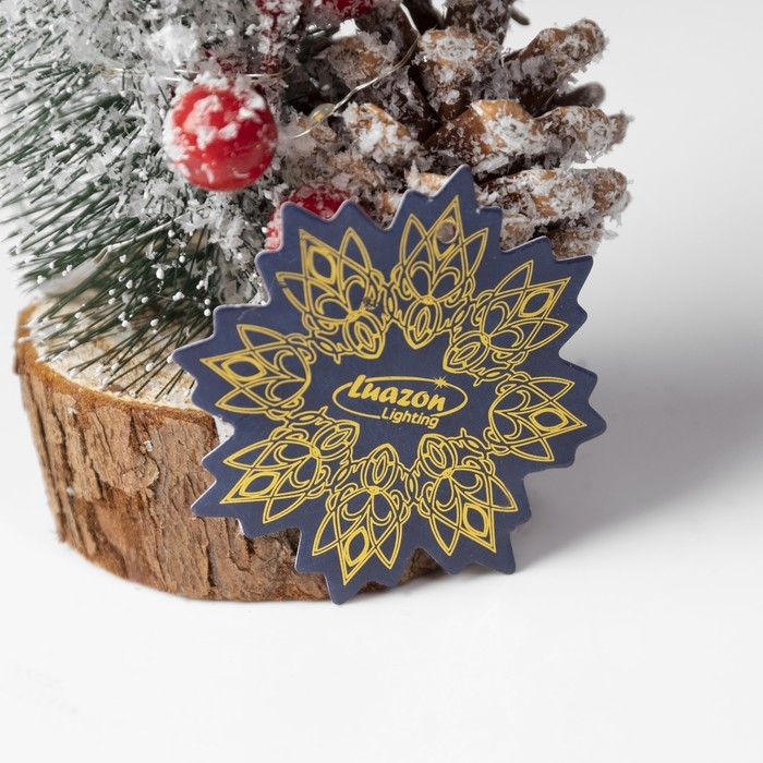 Светодиодная фигура «Ёлка с шишкой», 8.2 × 29 × 8.2 см, пластик, батарейки CR2032х2 (в комплекте), свечение тёплое белое