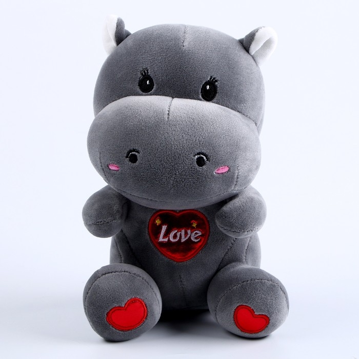Мягкая игрушка «Бегемотик», размер 22 см, цвет серый