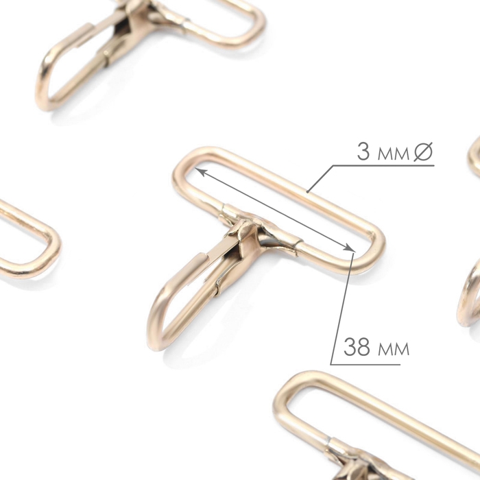 Карабин металлический, 50 × 45 мм / 38 × 3 мм, 5 шт, цвет золотой Карабин металлический, 50 × 45 мм / 38 × 3 мм, 5 шт, цвет золотой