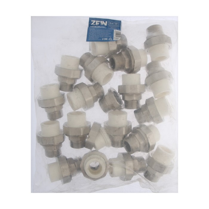 Муфта комбинированная ZEIN, полипропиленовая, американка, наружная резьба, d=20 мм х 3/4 Муфта комбинированная ZEIN, полипропиленовая, американка, наружная резьба, d=20 мм х 3/4"