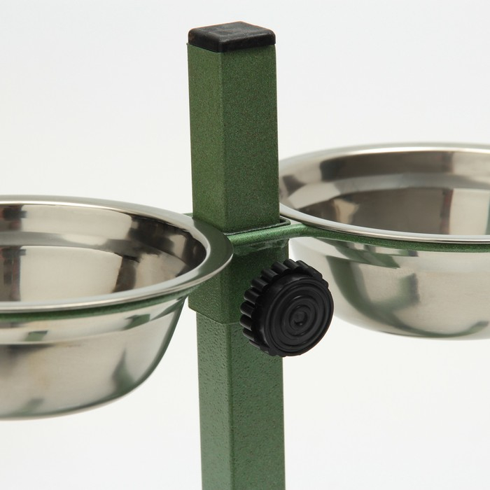 Подставка с мисками, 2 х 250 мл, высота 25 см, разборная, зелёная Подставка с мисками, 2 х 250 мл, высота 25 см, разборная, зелёная
