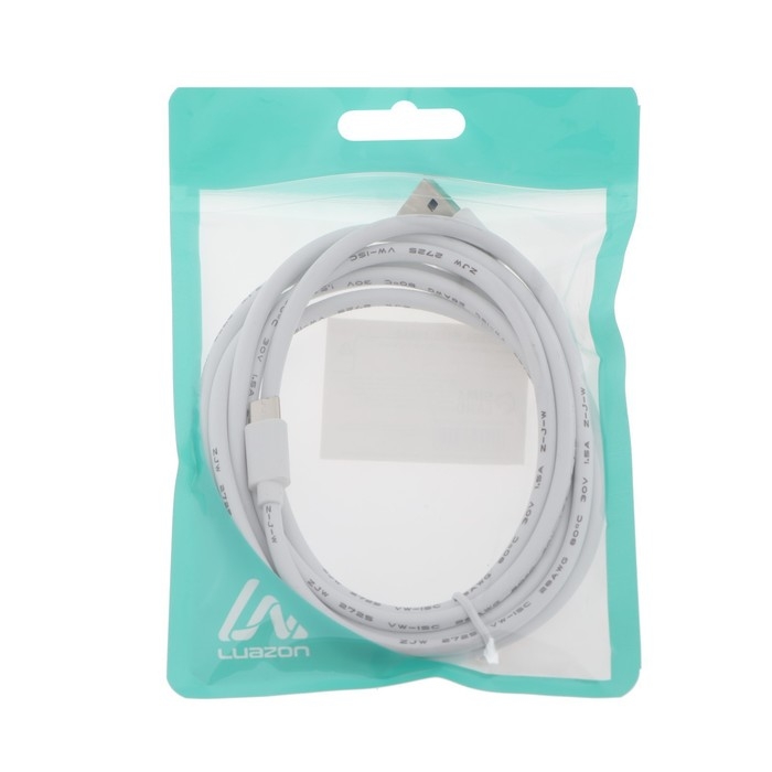 Кабель LuazON, Type-C - USB, 1 А, 2 м, белый Кабель LuazON, Type-C - USB, 1 А, 2 м, белый