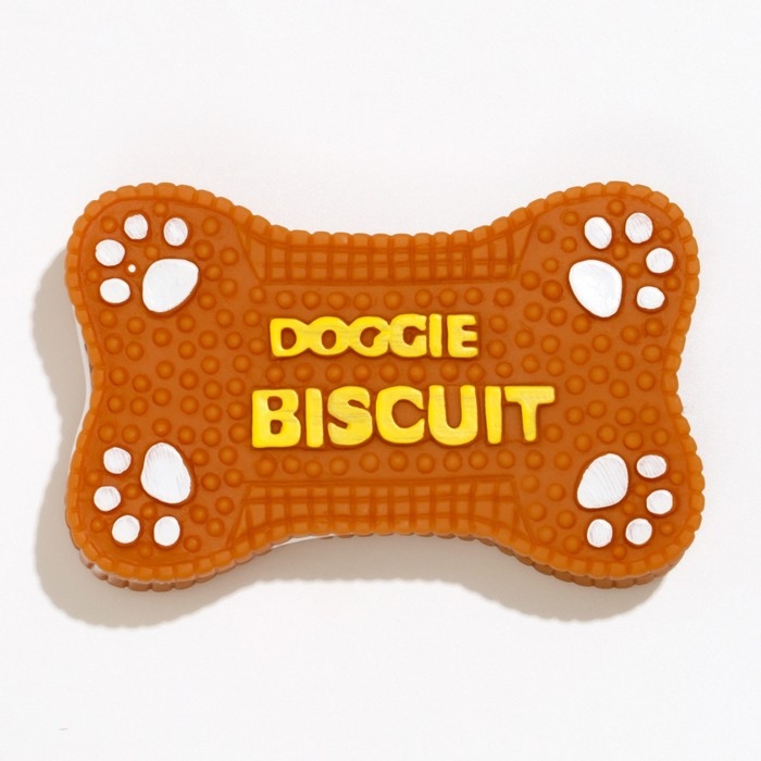 Игрушка плотная пищащая Игрушка плотная пищащая "Бисквит" для собак, 12 х 7 см, коричневая