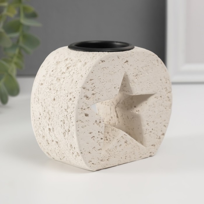 Подсвечник гипс, металл на 1 свечу Подсвечник гипс, металл на 1 свечу "Звезда в камне" d=3,8 см 5х9,6х8,5 см