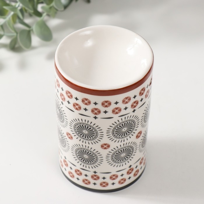 Аромалампа керамика  Аромалампа керамика "Геометрические цветы" 7,2х7,2х11,6 см