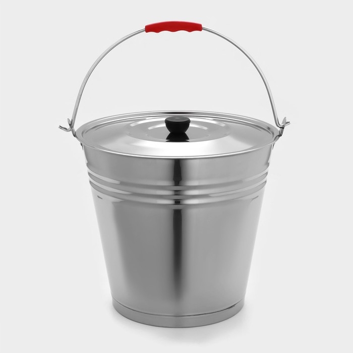 Ведро из нержавеющей стали с крышкой, 16 л, d=34 см, AISI 201 Ведро из нержавеющей стали с крышкой, 16 л, d=34 см, AISI 201