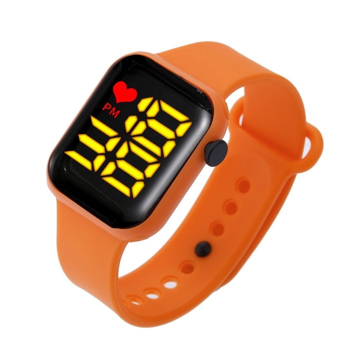 Часы наручные электронные, 3.7 х 3.7 см, календарь, ремешок силикон, оранжевые Часы наручные электронные, 3.7 х 3.7 см, календарь, ремешок силикон, оранжевые