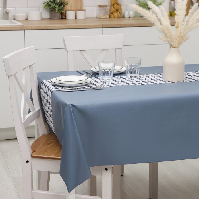 Клеёнка на стол «Федерико», на тканевой основе, рулон 20 метров, ширина 137 см, толщина 0,25 мм, цвет синий Клеёнка на стол «Федерико», на тканевой основе, рулон 20 метров, ширина 137 см, толщина 0,25 мм, цвет синий