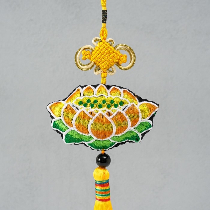 Подвеска текстиль Подвеска текстиль "Лотос" жёлтая 2х10х29 см