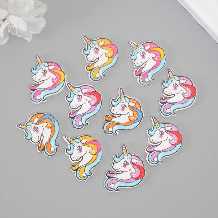 Декор для творчества дерево Декор для творчества дерево "Голова единорога" набор 10 шт 2,4х3 см