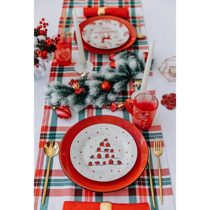 Новый год. Тарелка керамическая «Снегири», 20 см Новый год. Тарелка керамическая «Снегири», 20 см