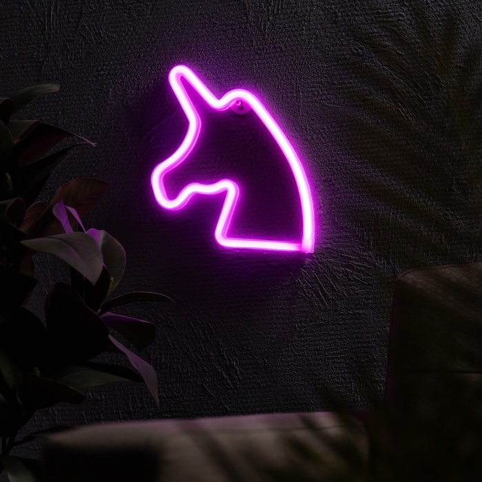 Неоновая вывеска «Единорог» 22 x 19 см, батарейки AAx3 (нет в комплекте) + USB, свечение розовое Неоновая вывеска «Единорог» 22 x 19 см, батарейки AAx3 (нет в комплекте) + USB, свечение розовое