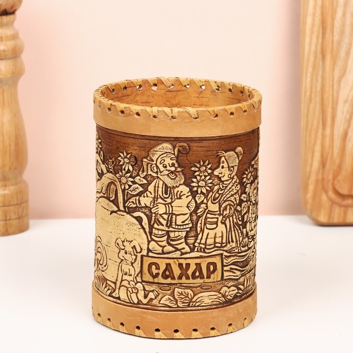 Туес «Деревня", сахар, 10 х 10 х 14 см