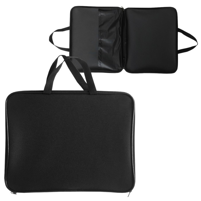 Папка с ручками текстильная А4, 360 х 270 х 20 мм, внутренний карман Calligrata, Папка с ручками текстильная А4, 360 х 270 х 20 мм, внутренний карман Calligrata, "Офис" 1Ш421, черная