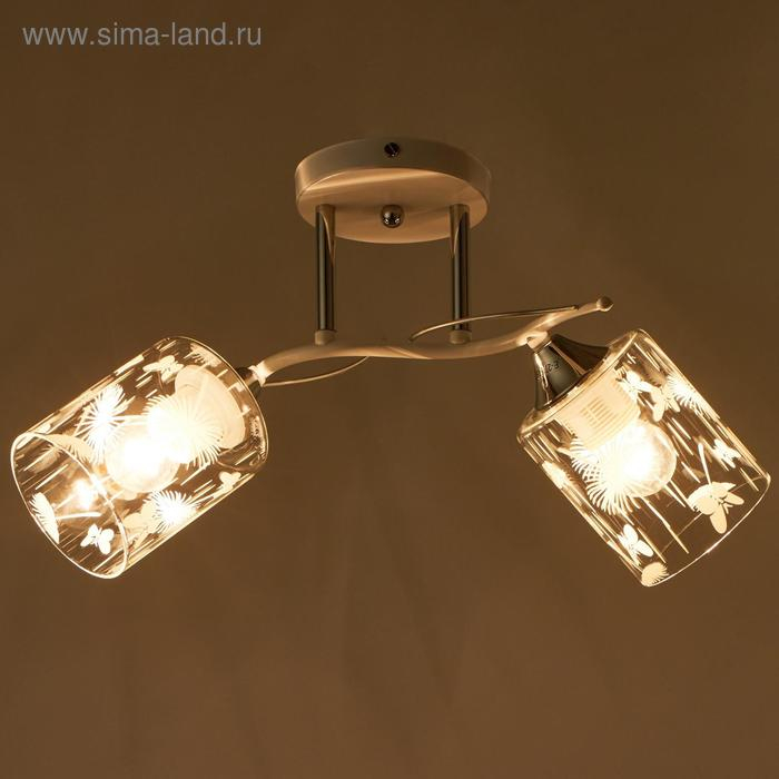 Люстра ГАЛЛОП 880521 2х60Вт Е27 белый матовый/хром