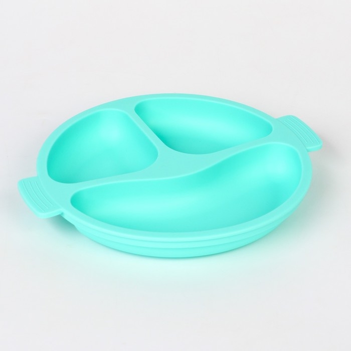 Тарелка детская 3 секции, удобные ручки, Крошка Я, 22,5х19,5х3, бирюзовый Тарелка детская 3 секции, удобные ручки, Крошка Я, 22,5х19,5х3, бирюзовый