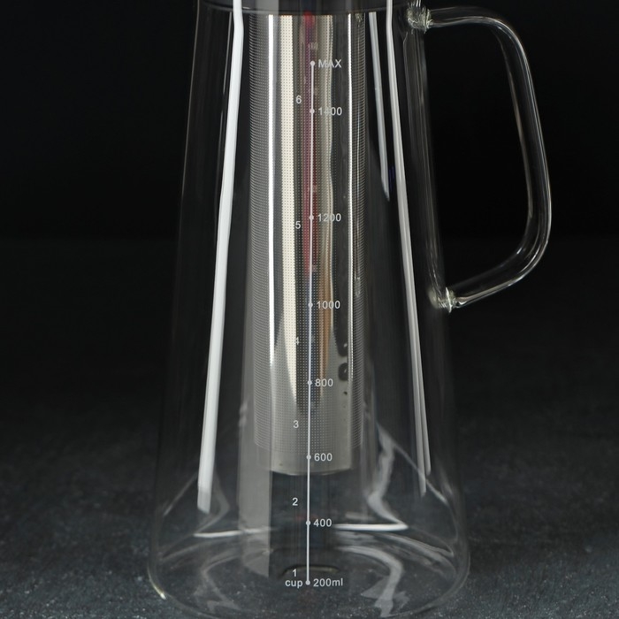 Кувшин для воды стеклянный для заваривания кофе и чая «Фито», 1,5 л, 12×29 см Кувшин для воды стеклянный для заваривания кофе и чая «Фито», 1,5 л, 12×29 см