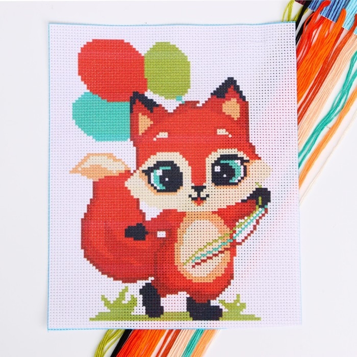 Вышивка крестиком для детей «Лисёнок с шариками», набор для творчества, 25 х 20 см Вышивка крестиком для детей «Лисёнок с шариками», набор для творчества, 25 х 20 см