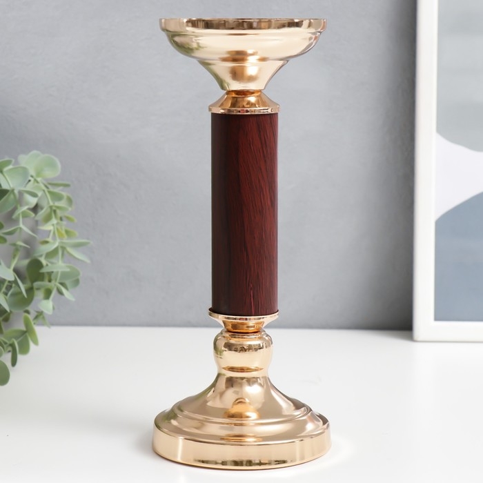 Подсвечник металл на 1 свечу Подсвечник металл на 1 свечу "Классика" под дерево, золото 24,5х10х10 см