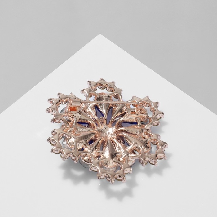 Брошь «Цветок», цвет радужно-синий в розовом золоте Брошь «Цветок», цвет радужно-синий в розовом золоте