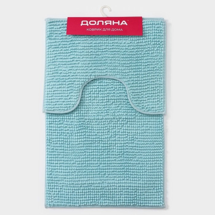 Коврики для ванной и туалета Доляна «Букли», 2 шт: 40×50 см, 50×80 см, цвет голубой Коврики для ванной и туалета Доляна «Букли», 2 шт: 40×50 см, 50×80 см, цвет голубой