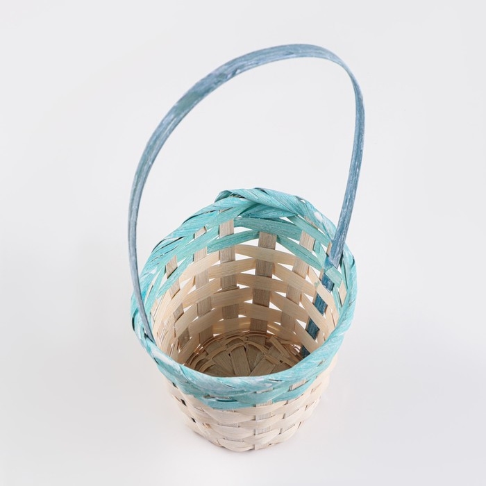 Корзина плетеная 13х9,5/28 см, бирюзовый, бамбук Корзина плетеная 13х9,5/28 см, бирюзовый, бамбук