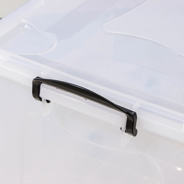 Контейнер для хранения с крышкой, 50 л, 61×39×32 см, на колёсиках, прозрачный Контейнер для хранения с крышкой, 50 л, 61×39×32 см, на колёсиках, прозрачный