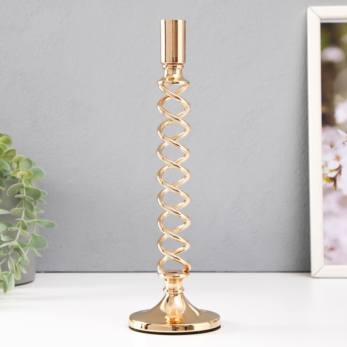 Подсвечник металл на 1 свечу d=2 см "Аделин" золото 9х9х30 см