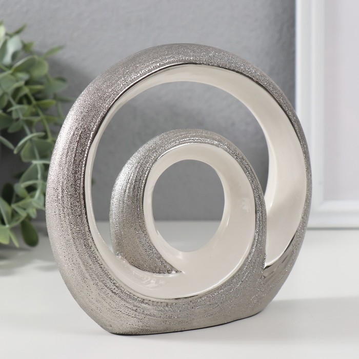 Сувенир керамика  Сувенир керамика "Двойная петля" серебристо-белый 14,5х15,5х5 см