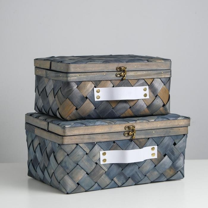 Чемоданы плетёные, 2 шт , с натуральным декором, 34.5 х 25 х 16 - 29 х 20 х 13.5 см Чемоданы плетёные, 2 шт , с натуральным декором, 34.5 х 25 х 16 - 29 х 20 х 13.5 см