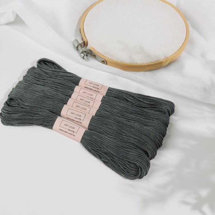 Набор ниток мулине №413, 8 ± 1 м, 6 шт, цвет тёмно-серый