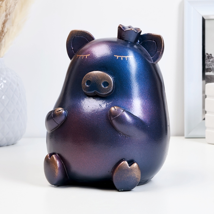 Копилка Копилка "Свинка с короной" синий космос, 17см