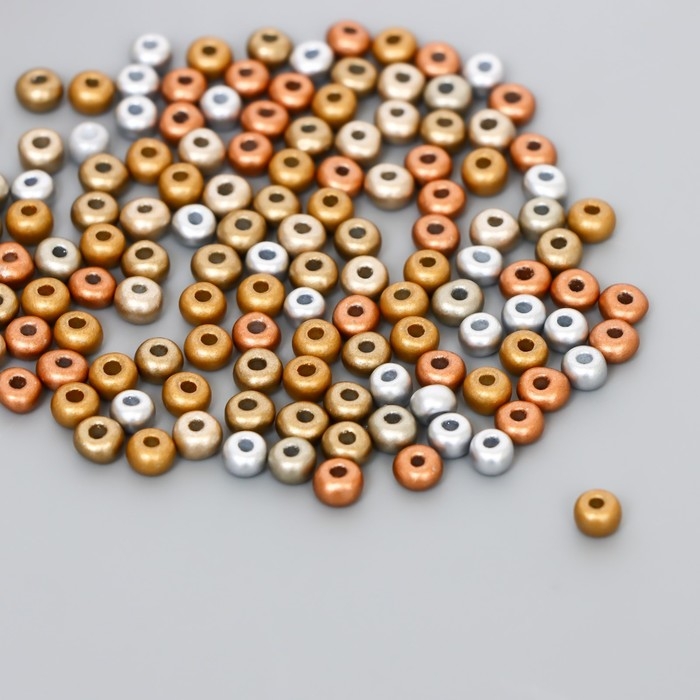 Бисер стекло 6/0  Бисер стекло 6/0 "Металлик. Меланж. Золото и серебро" 10 гр