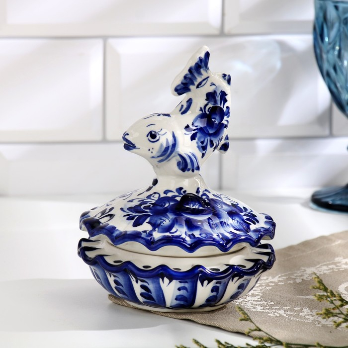 Икорница «Рыбка», гжель Икорница «Рыбка», гжель