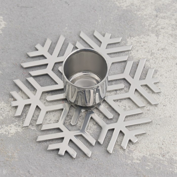 Подсвечник Подсвечник "Снежинка" металл на одну свечу, 8,5х2,7 см, хром