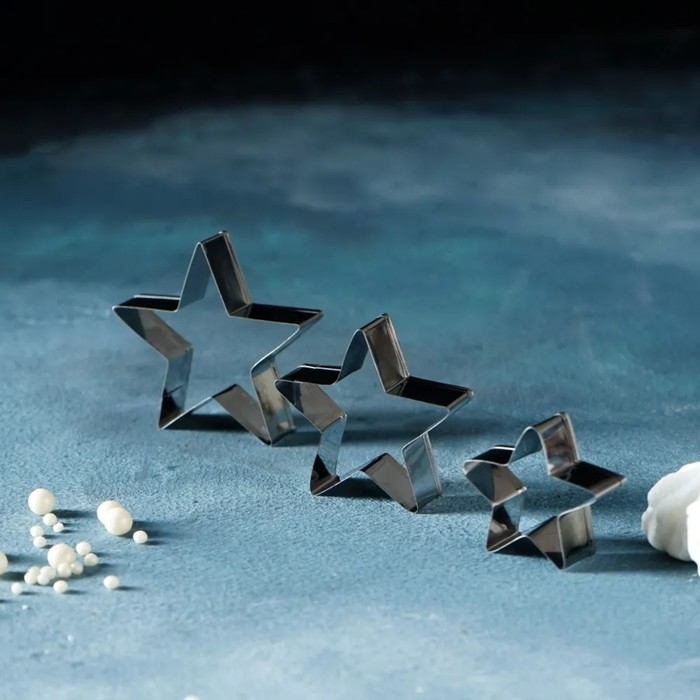 Набор форм для печенья Доляна «Сердце, звёздочка», 6 предметов, 7×13×1,5 см, цвет серебристый Набор форм для печенья Доляна «Сердце, звёздочка», 6 предметов, 7×13×1,5 см, цвет серебристый