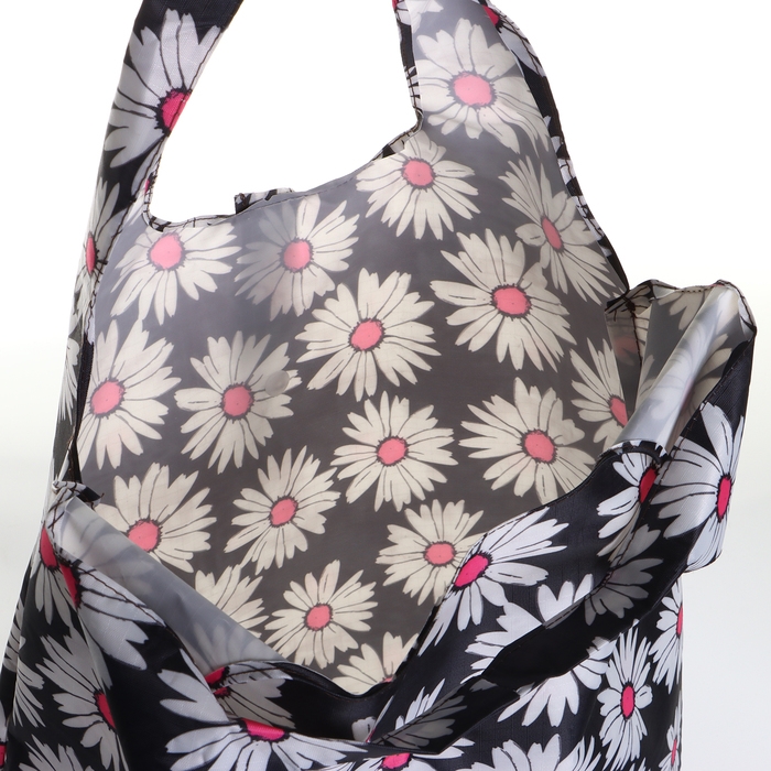 Сумка хозяйственная на кнопке, складная, цвет чёрный/белый Сумка хозяйственная на кнопке, складная, цвет чёрный/белый