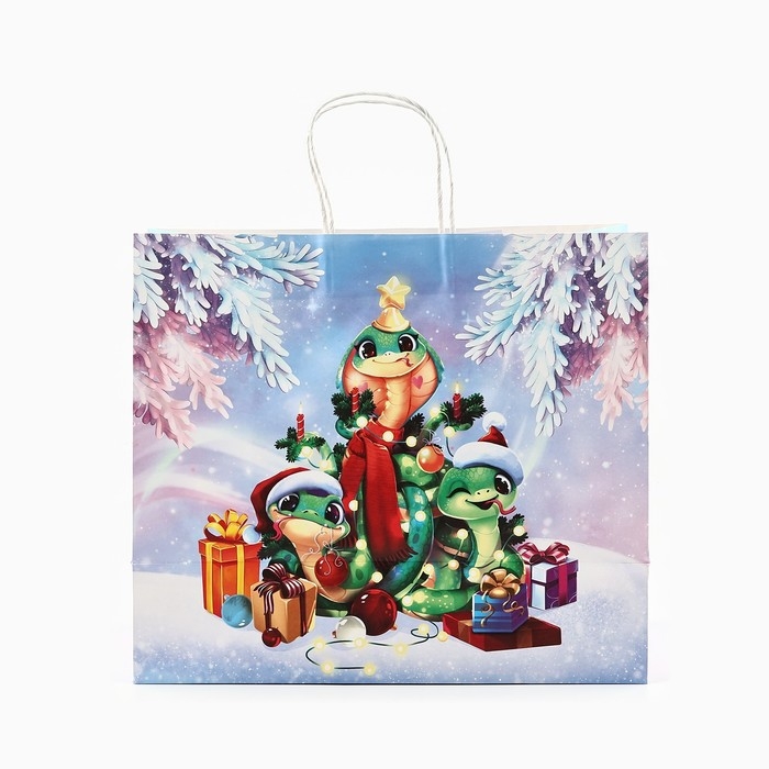 Новый год. Пакет подарочный новогодний «Змея 2025», белый крафт, 32 х 28 х 15 см , Новый год Новый год. Пакет подарочный новогодний «Змея 2025», белый крафт, 32 х 28 х 15 см , Новый год